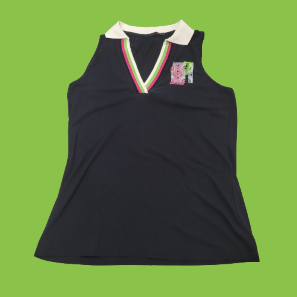 MXM 1X Sleeveless Collared Graphic Top - Picture 2 of 8